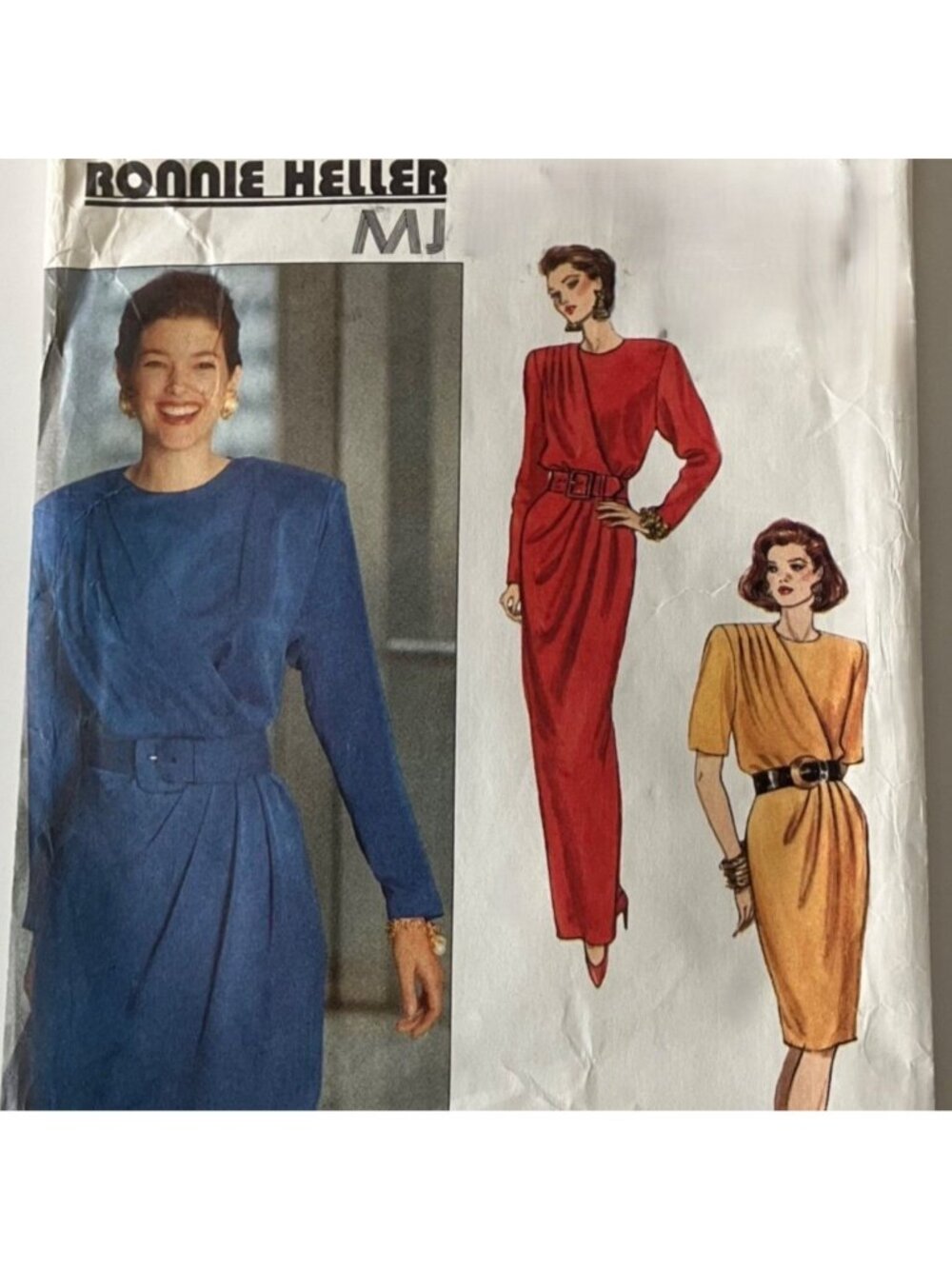 90s Butterick 5094 Sz 12-14 Dress Pattern Side Tucked Overlaid Bodice 2 Lengths